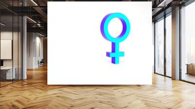 Turquoise Female gender symbol icon isolated on white background. Venus symbol. The symbol for a female organism or woman. Minimalism concept. 3d illustration 3D render. Wall mural