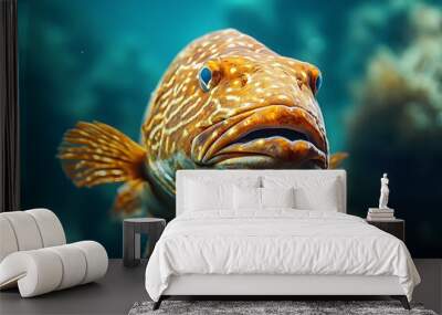 Underwater large  fish in the depths of the ocean
 Wall mural