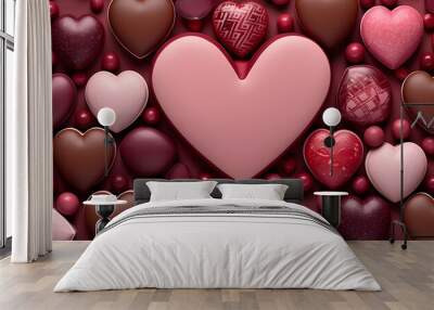 Valentine’s day chocolate sweets pack photo realistic illustration Wall mural