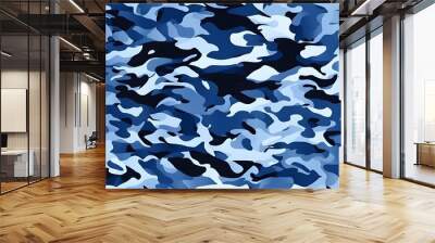 
vector blue camouflage background, military pattern, vector modern design Wall mural