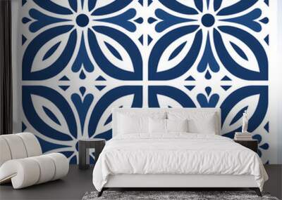 Vintage Floor Tile geometric design with ornamental element. Traditional Portuguese azulejo motifs. Wall mural