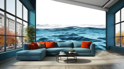 Water wave blue ocean surface wide panorama isolated on white background Wall mural