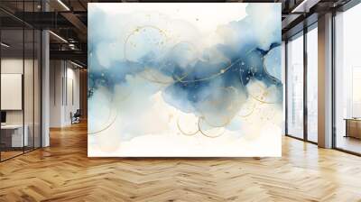 Watercolor blue gold circle template abstract background Wall mural