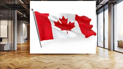 Wavy flag of Canada, isolated on white background Wall mural