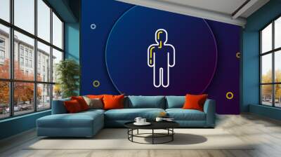 White and yellow line User of man in business suit icon isolated on dark blue background. Business avatar symbol user profile icon. Male user sign. Colorful outline concept. Vector Illustration Wall mural