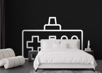 White line Gamepad icon isolated on black background. Game controller. Vector Illustration Wall mural