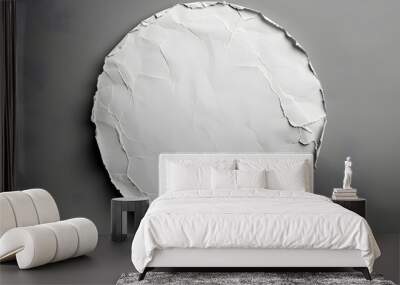 White paper circle vintage with torn edges isolated on light grey background Wall mural