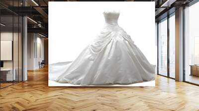 White wedding dress isolated on white background Wall mural