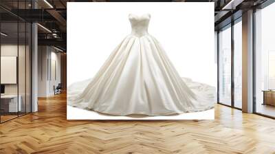 White wedding dress isolated on white background Wall mural