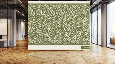 Decorative panel with leaf patterns. Seamless stencil with green floral ornament.  Rectangular background. Template for laser cutting, metal, wood carving, paper cut and printing. Vector illustration. Wall mural