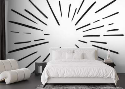 Vintage Hand Drawn Design Element Fireworks Black Rays Wall mural