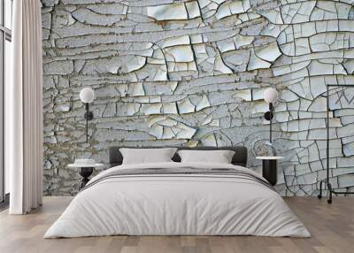 White painted cracks of old textured wall texture Wall mural