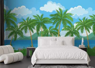 Exotic seamless tropical sea landscape Wall mural