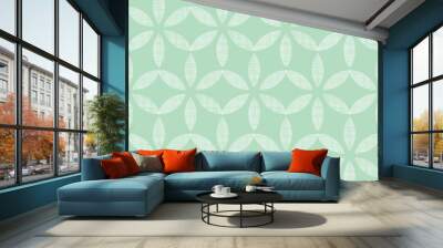 Abstract textile mint green leaves geometric seamless pattern Wall mural