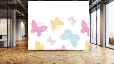 Textile textured colorful butterflies horizontal seamless Wall mural