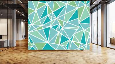 Vector Blue Green Geometric Mosaic Triangles Repeat Seamless Pattern Background. Can Be Used For Fabric, Wallpaper, Stationery, Packaging. Wall mural