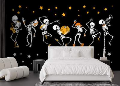 vector dancing and musical skeletons haloween set collection. great for spooky fun party themed desi Wall mural