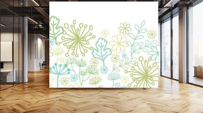 Vector Mysterious green garden horizontal seamless pattern Wall mural