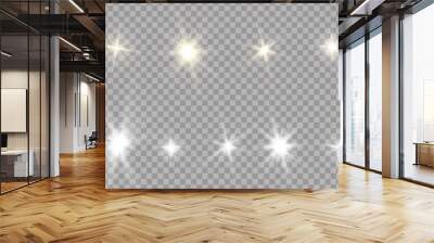 Glow light effect. Starburst with sparkles on transparent background. Vector illustration. Sun Wall mural