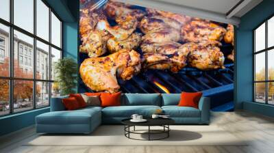 the delicious barbecue chicken wings with a crispy crust Wall mural