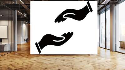 Vector illustration of two hands icon eps 10. A helping hand showing compassion, empathy and compassion. Silhouette of two hands on a white background Wall mural