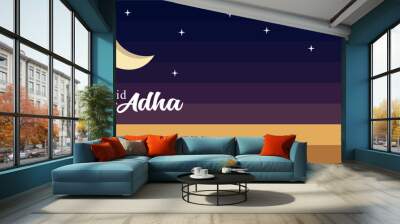 Eid al-Adha holiday background with colors and illustration objects that are typical of the celebration	 Wall mural