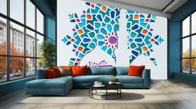 Ramadan kareem greeting with colorful arabic geometric ornament and calligraphy Wall mural