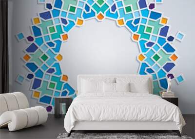 Round pattern colorful mosaic islamic geometric ornament Wall mural