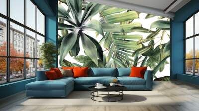 Seamless floral pattern with tropical piants, watercolor. Wall mural