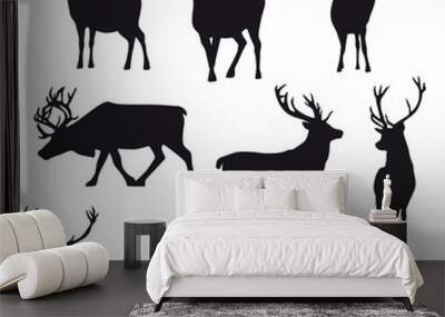 Deers silhouette collection - vector illustration.  Wall mural