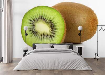 Fresh Kiwi fruit isolated on white background, including clipping path without shade. Wall mural