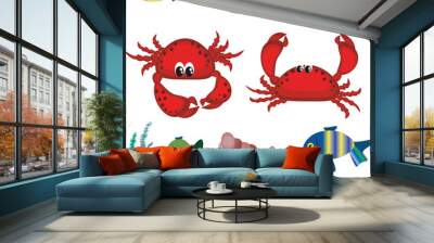 icons sea animals. Wall mural