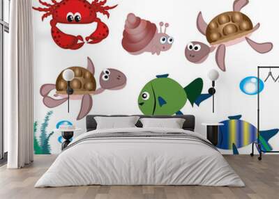 tropikal sea animals. Wall mural