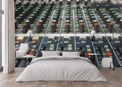 Close-up of professional concert mixing console, equipment for sound mixer control Wall mural