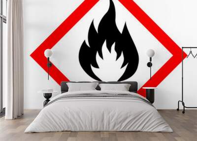 Standard Pictogam of Flammable Symbol, Warning sign of Globally Harmonized System (GHS) Wall mural