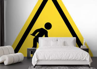 Under construction warning sign  with man digging ground. vector ESP10. Wall mural