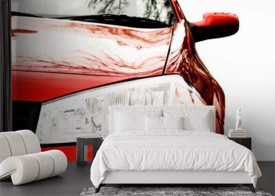 Red Sport Car - Front side, half Wall mural