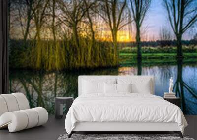 hdr lake at sunrise Wall mural