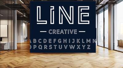 Double line monogram alphabet and tech fonts. Lines font regular uppercase and lowercase. Vector illustration. Wall mural