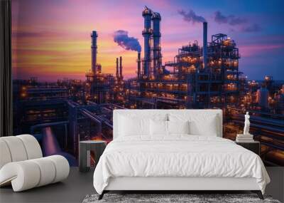 Industrial Oil and Gas Facility at Sunset Wall mural