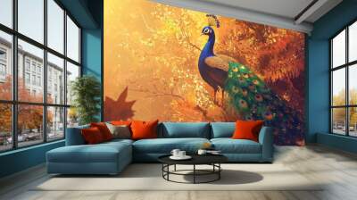 Peacock Paradise: A Proportional Challenge for Young Artists Wall mural