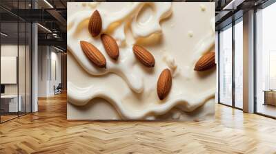 Dynamic Almond Milk Splash with Whole Almonds Wall mural