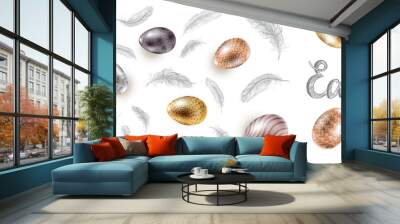 Easter eggs. Happy Easter. Hand drawn illustration.	 Wall mural