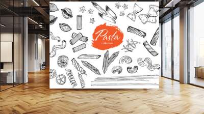 Vector hand drawn pasta set. Wall mural