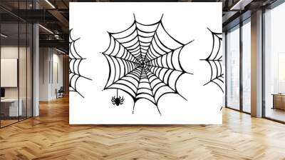 Web and the spider hand drawn illustration Wall mural