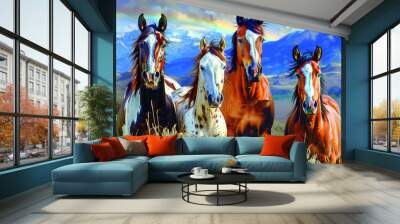   and wild horses with a rainbow in the background wi 699effc6-cd9a-4de0-a936-dce178167d87 1-standard-scale-6 00x.jpeg Wall mural