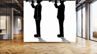 silhouette of military trumpeters. vector drawing Wall mural