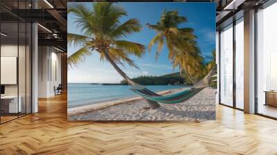 Hammock on a tropical beach resort in christmas holidays
 Wall mural