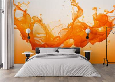 Orange Ink Splash Under Water, Generative Ai Wall mural