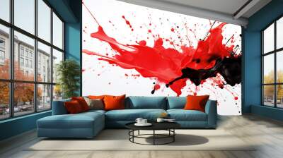 Splash black and red color on white background, Generative Ai Wall mural